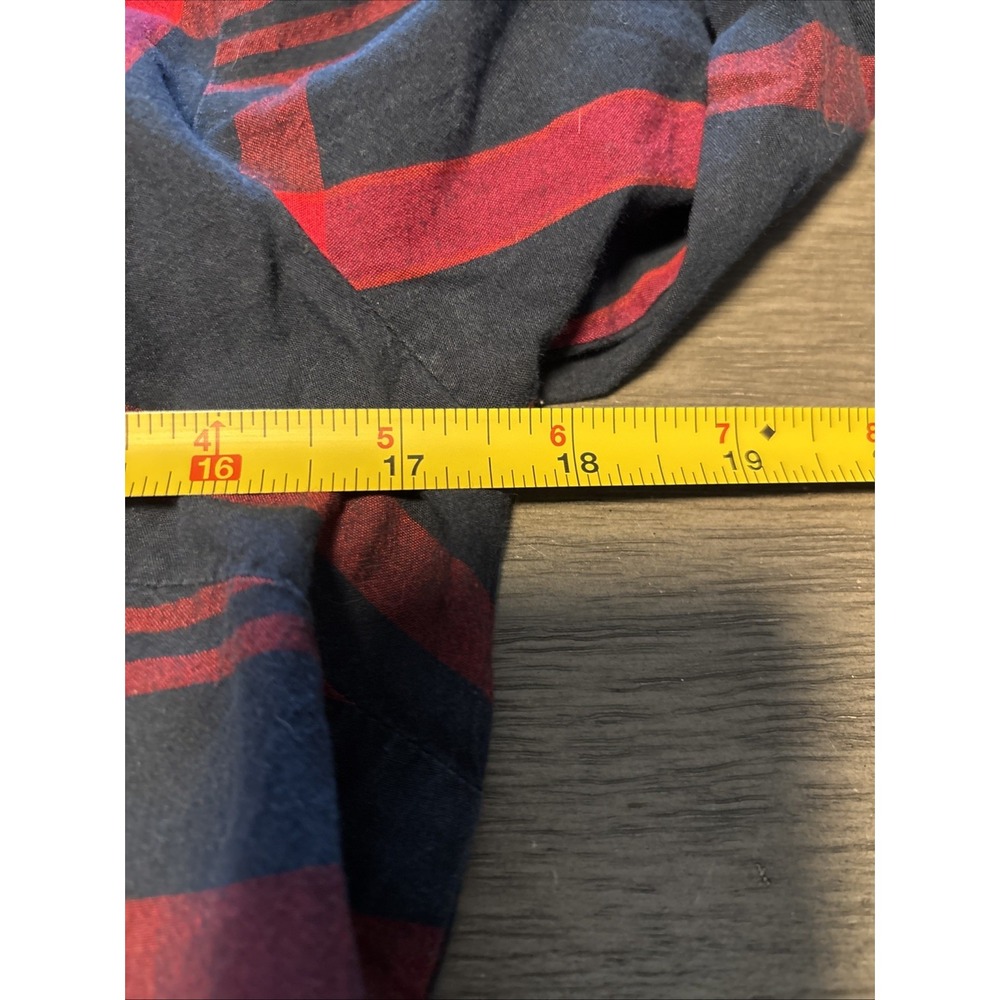 Tommy Hilfiger Women's Blue Red Plaid Flannel Roll Sleeve Cotton Shirt Size S/P - Picture 5 of 6